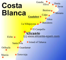 Map of Guadalest Costa Blanca Spain
