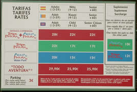 Click here to see larger photo of daily entrance prices